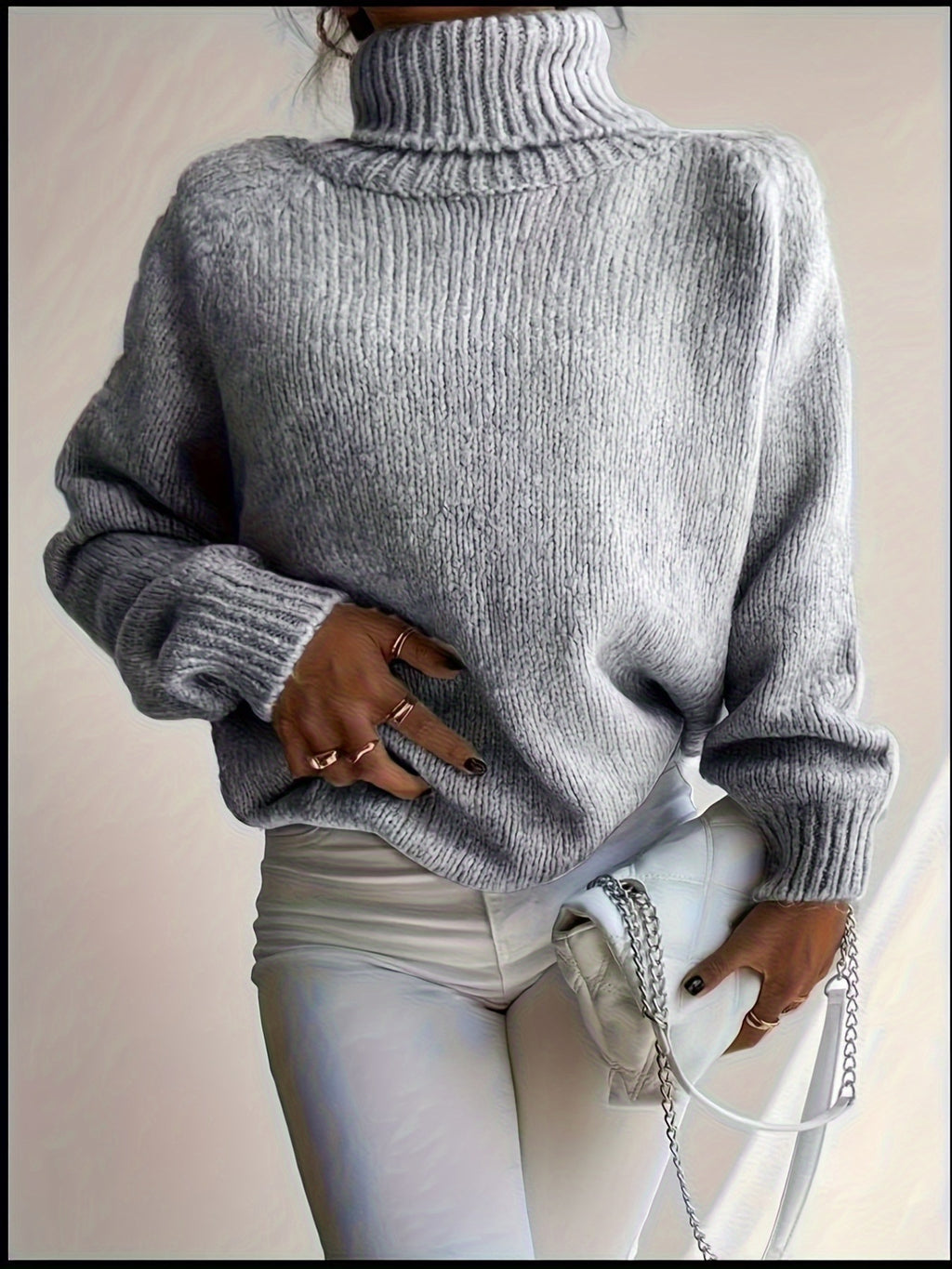 Blusa Feminina Elegante de Gola Redonda - Suéter Macio e Quente de Cor Sólida para Inverno, Lavável na Máquina, Tops Aconchegantes para Outono e Inverno, Versátil para Looks Casuais ou Sofisticados, Suéter Simples para Jeans/Vestidos/Saias