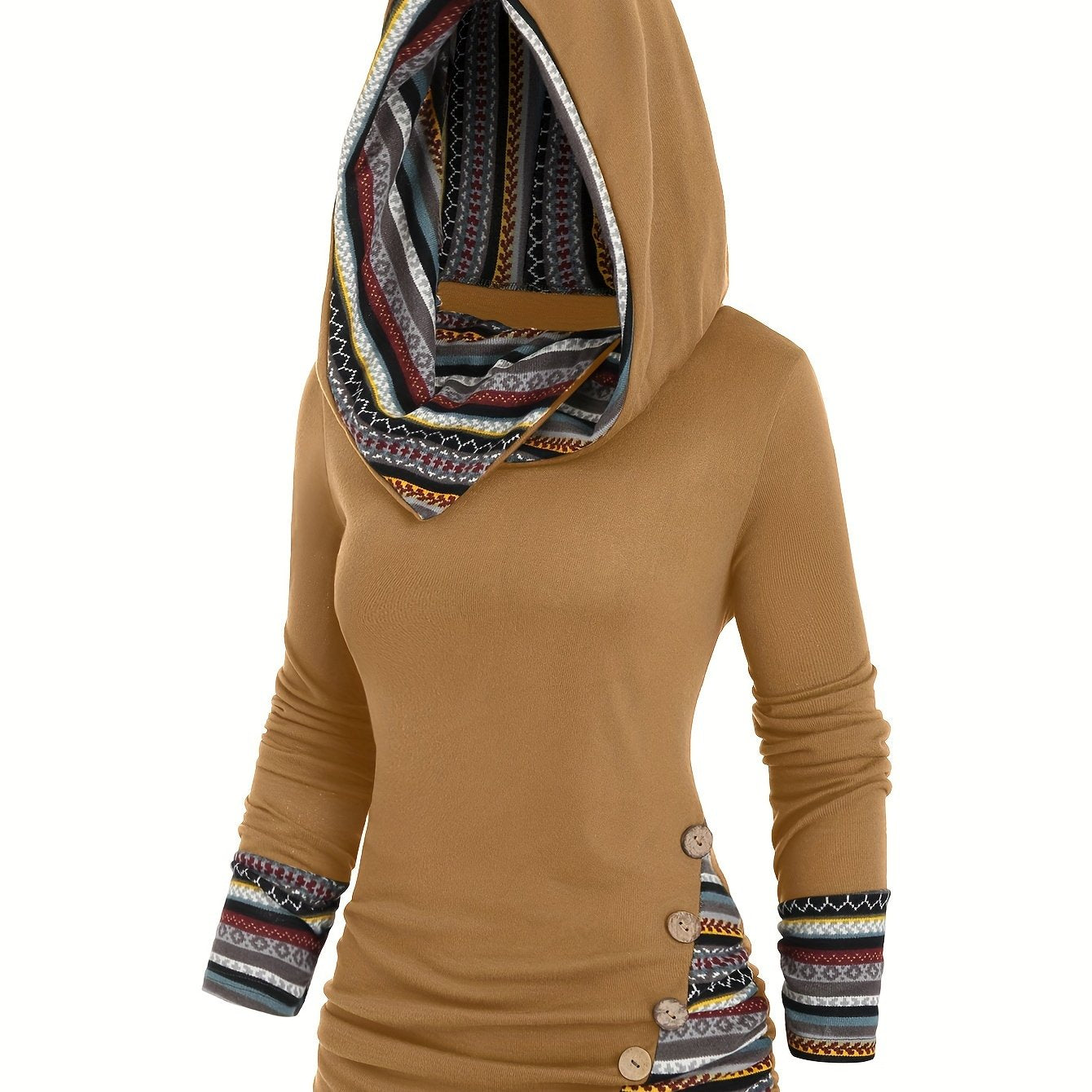 Chic Striped Hooded Knit Sweatshirt