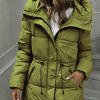 Elegant Women's Midi Coat with Cord Detail