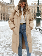 Women's Winter Hooded Puffer Jacket - Waterproof & Warm