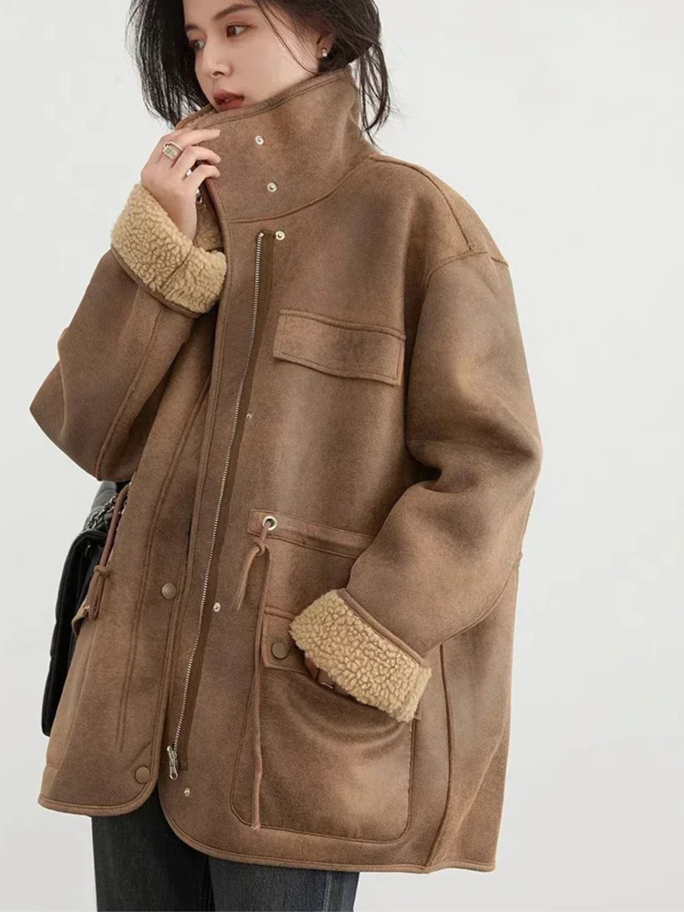 Elegant Reversible Suede Jacket for Women