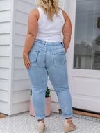 Calças de ganga justas de cintura alta para mulheres de tamanho grande - Calças elásticas não transparentes com fecho de correr, ganga elástica para mulheres curvas, calças de ganga justas para todas as estações, roupas de todos os dias e formais, calças de ganga para senhoras, moda confortável, tecido durável, roupa casual, ajuste slim, material respirável, calças elegantes, amantes da moda