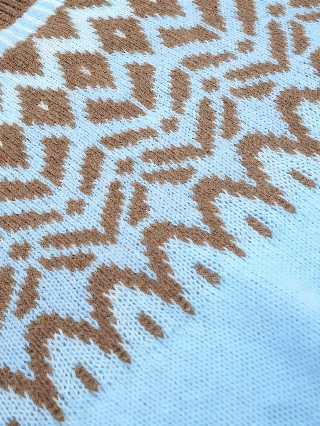 Blusa Feminina Elegante Casual Étnica/Geométrica - Blusa de Inverno Quente com Bloco de Cores e Gola Redonda, Lavável na Máquina, Confortável para Camadas de Outono/Inverno, Novidade 2024 (Poliéster) - Coleção Elegante para Vestidos e Blusas