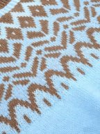 Blusa Feminina Elegante Casual Étnica/Geométrica - Blusa de Inverno Quente com Bloco de Cores e Gola Redonda, Lavável na Máquina, Confortável para Camadas de Outono/Inverno, Novidade 2024 (Poliéster) - Coleção Elegante para Vestidos e Blusas