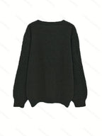 Suéter Casual Oversized Feminino Outono Inverno 2024 - Rosa Suave com Gola Redonda e Manga Longa Design Abajur, Ajuste Confortável para Tamanhos Grandes, Lavagem Manual, Estampa Texturizada, Tecido de Fio de Qualidade