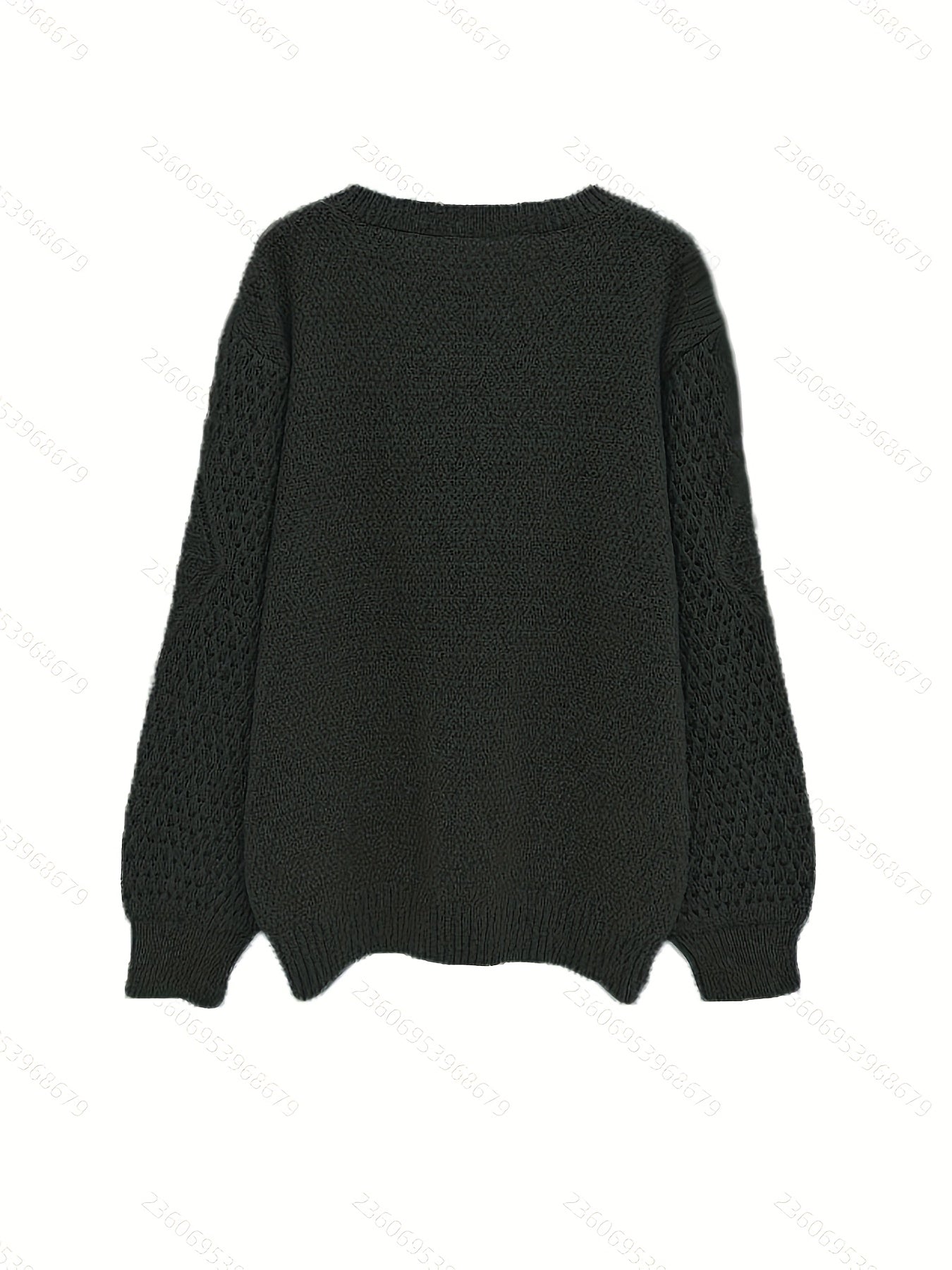 Suéter Casual Oversized Feminino Outono Inverno 2024 - Rosa Suave com Gola Redonda e Manga Longa Design Abajur, Ajuste Confortável para Tamanhos Grandes, Lavagem Manual, Estampa Texturizada, Tecido de Fio de Qualidade