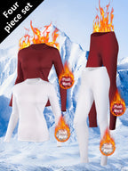 Conjunto de 4 Peças para Mulheres: Roupa Íntima Quente com Forro Polar, Camiseta e Calça Térmica para o Inverno