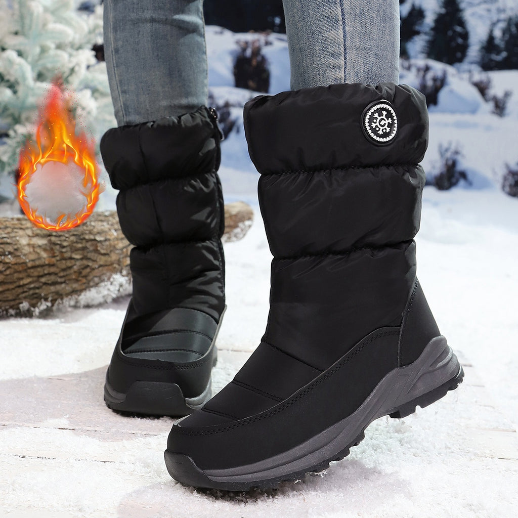 Botas de Neve de Inverno para Mulher - Botas Térmicas Isoladas para Clima Frio com Sola TPR Antiderrapante, À Prova de Vento e de Alta Qualidade - Botas de Meia-Perna para Clima Frio com Palmilha Acolchoada