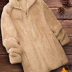 Plush Zipper Winter Jacket - Cozy Minimalist Fashion