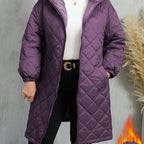 Stylish Hooded Women's Jacket with Purple Lining