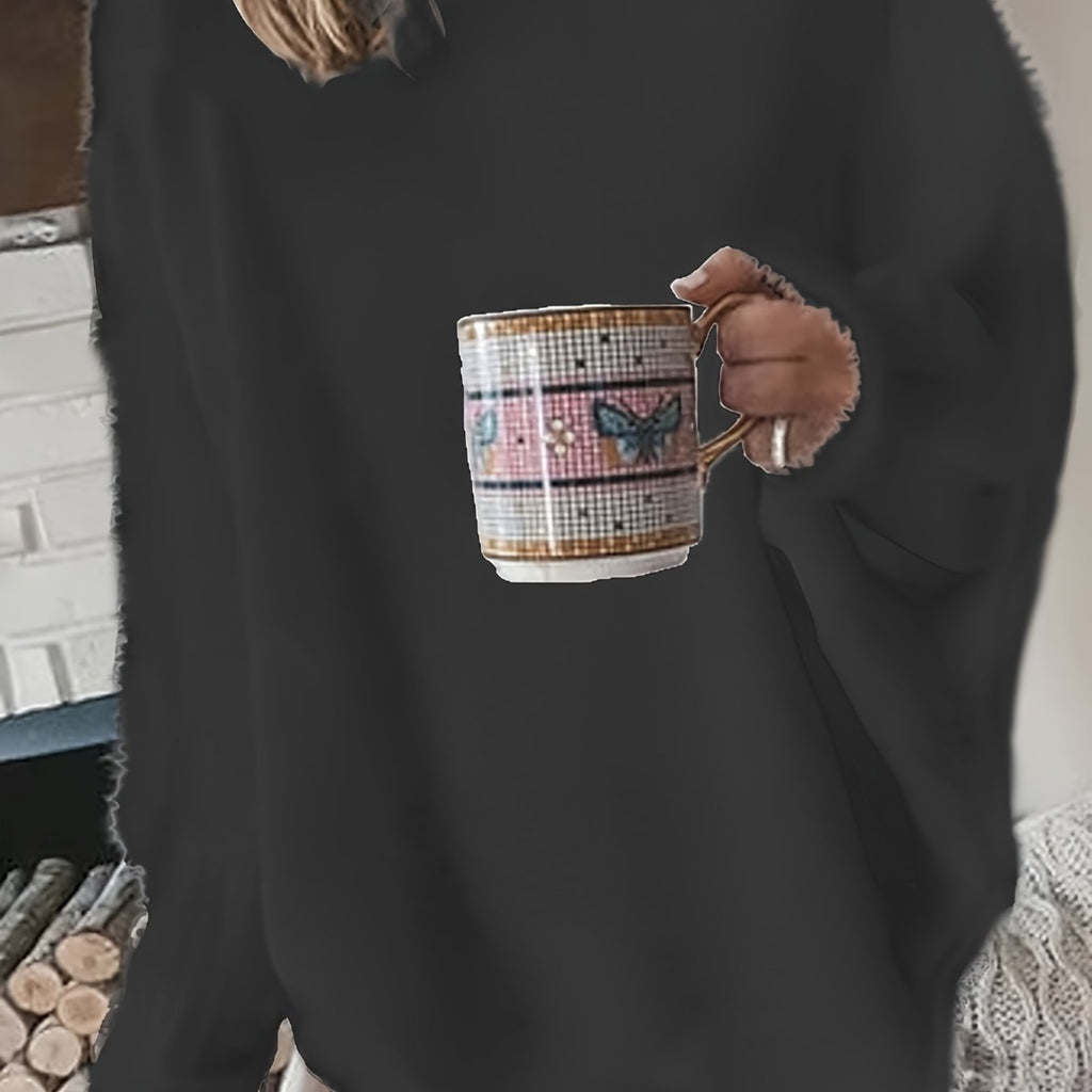 Cozy Oversized Black Sweater - Elegant Winter Fashion