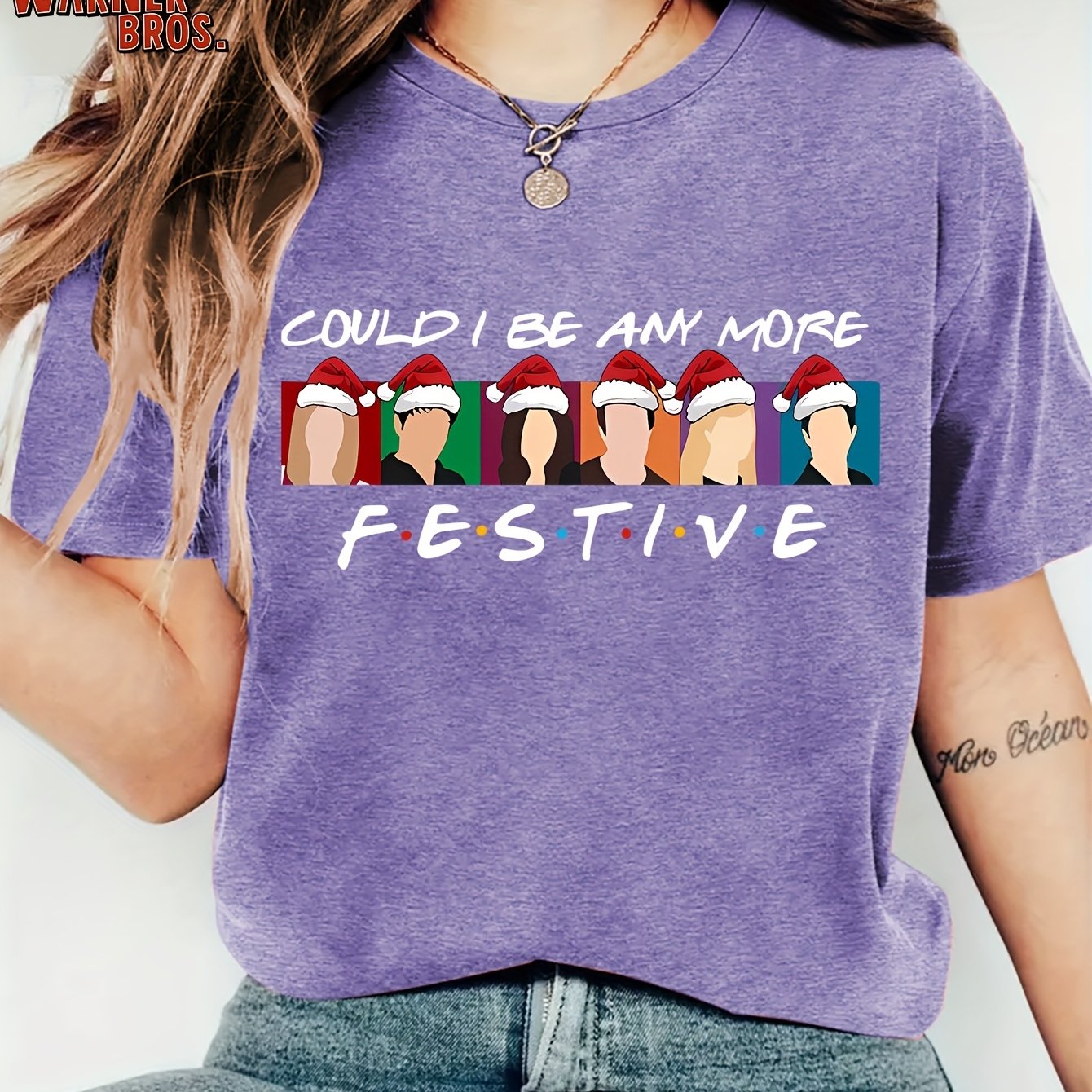 Festive Cartoon Christmas Women's T-Shirt