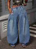 Jeans Elegantes e Largos para Mulher | Para Todas as Estações, Cor Lisa, Tecido Ligeiramente Elástico, Design Moderno e Elegante