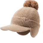 1 unidade de gorro de inverno unissexo EDIKO com pompom e abas para as orelhas, chapéu quente para proteção das orelhas ao ar livre, 100% material têxtil, lavável à mão