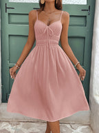 Chic Sleeveless A-Line  with Spaghetti Straps