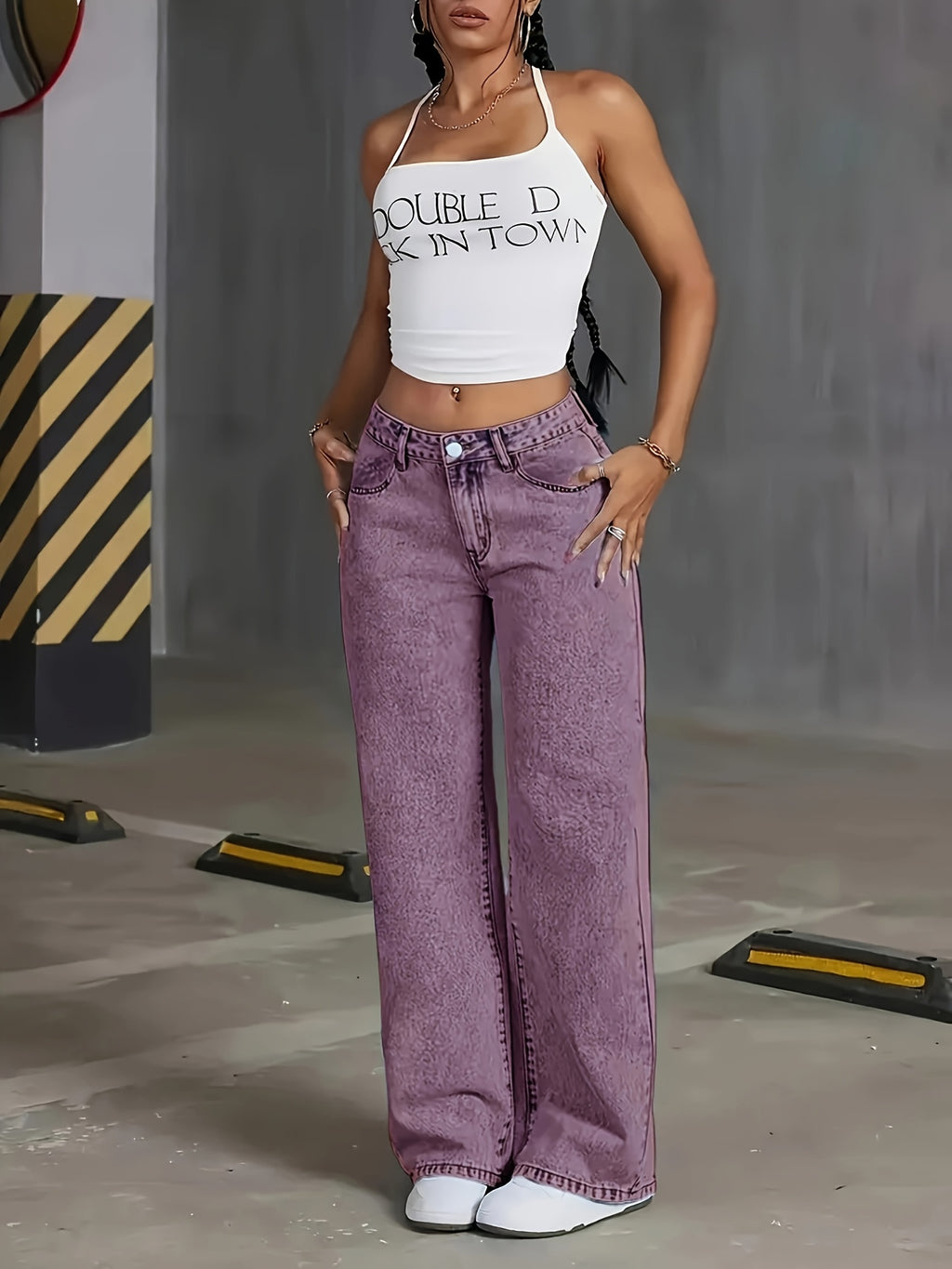 Novas calças jeans de cintura alta com controle abdominal, pernas retas e lavagem acid-washed para mulheres, calças largas com bolsos em várias cores, estilo streetwear, confortáveis para viagens, trabalho ou escritório