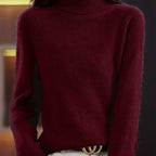 Chic High-Neck Women's Knit Sweater - Soft & Warm Essential