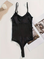 1peça Body Shaper Feminino Sem Costura com Tanga, Abertura na Barriga e Alças Ajustáveis - Suporte Médio, Peito e Cintura Sem Acolcho, Fato de Yoga Fitness em Amarelo Sólido, Estampa de Leopardo ou Preto Sem Costura