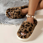 Chinelos Aconchegantes de Casa com Pelúcia Sintética, Sapatos Macios de Plataforma com Banda Única e Dedo Aberto, Pantufas Confortáveis para o Lar