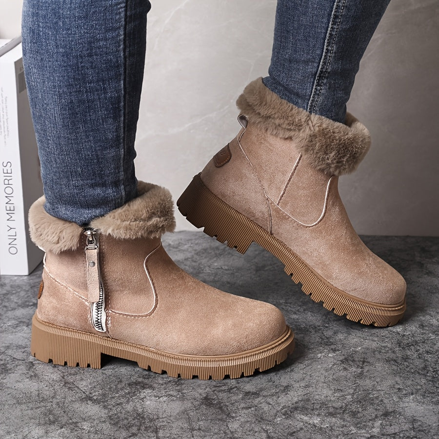 Botas de Neve Femininas com Forro Acolchoado para o Inverno - Parte Superior e Forro Grossos e Quentes, Sola Antiderrapante de Borracha, Estampa de Leopardo & Preto, Duráveis para Tração Externa no Inverno
