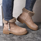 Botas de Neve Femininas com Forro Acolchoado para o Inverno - Parte Superior e Forro Grossos e Quentes, Sola Antiderrapante de Borracha, Estampa de Leopardo & Preto, Duráveis para Tração Externa no Inverno