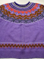 Camisola elegante de gola redonda para mulheres, em tecido de malha de poliéster 100%, com design de bloco de cores em patchwork para outono/inverno, peso de 350g/m², estilo casual para férias.