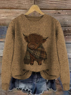 Blusa Casual de Gola Redonda com Estampa de Animais em Cores Contrastantes e Tecido Solto