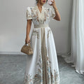 Elegant Bohemian Floral Maxi Dress with Puff Sleeves