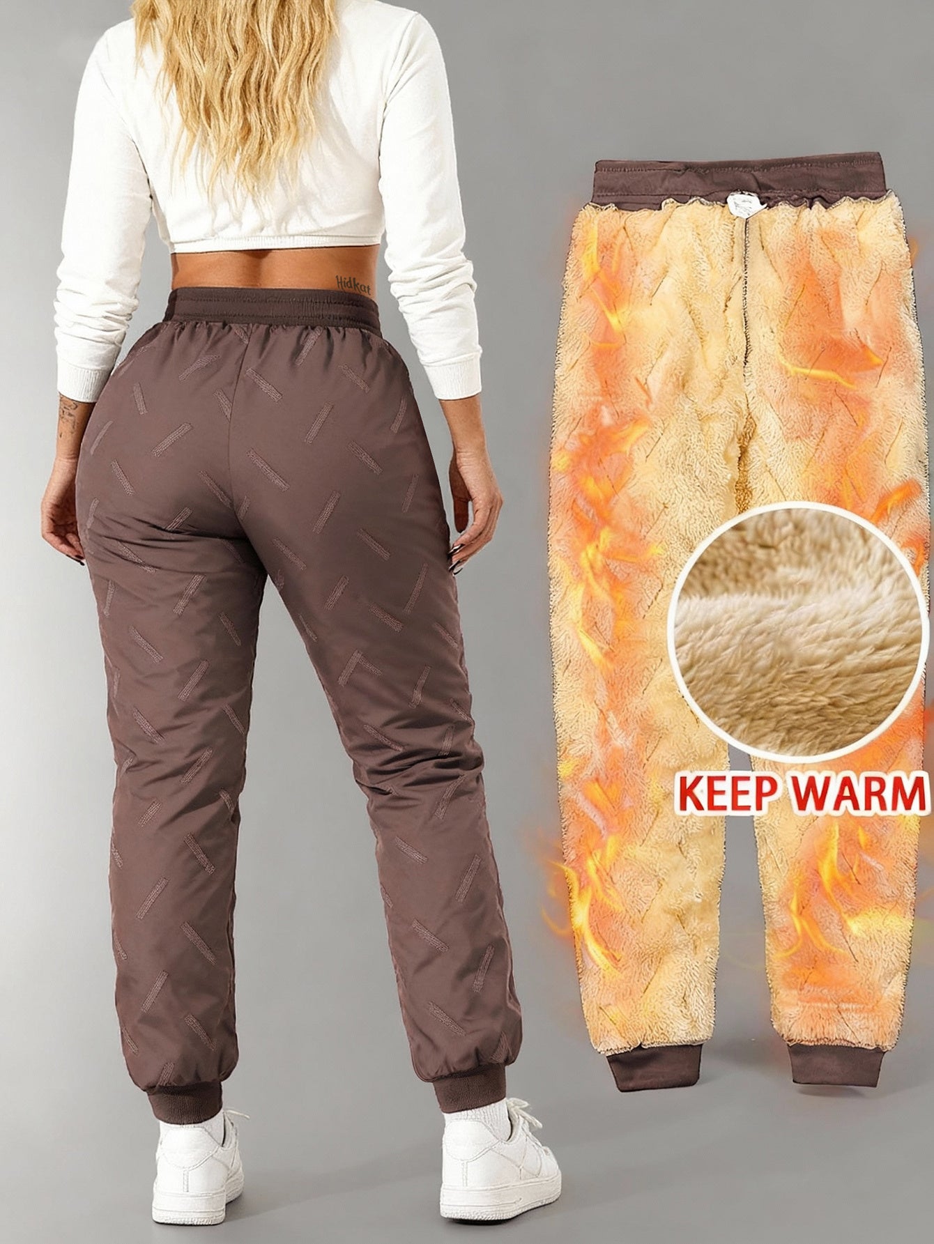 Calças de Inverno Femininas Forradas a Polar | Corte Larga com Bolsos com Zíper, Estilo Casual, Ideais para Uso Diário e Atividades ao Ar Livre, Presente de Natal Perfeito