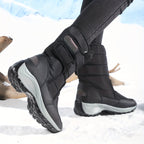 Botas de Neve Femininas de Corte Médio, Quentes e Espessas para Inverno, Antiderrapantes para Uso Externo, Sapatos Altos de Tamanho Grande para Mulheres