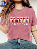 Camiseta de Natal para Amigas Mulheres, Impressão de Personagem de Desenho Animado de Chapéu de Natal, Estilo Clássico de Filme dos Anos 90 da Warner Bros., Estilo Retro Versátil para Férias e Viagens, Disponível em Múltiplas Cores S-XXL, Item de Presente para Dia do Professor, Camiseta de Professor para Mulheres, Camiseta de Professor Azul Royalty, Camiseta de Professor para Mulheres, Camiseta Engraçada de Amizade para Mulheres, Série de TV de Amizade, Artigo de Série de Amizade para Mulheres