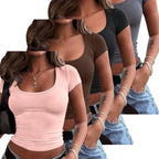 Essential Minimalist Women's Crop Tops - 4-Pack