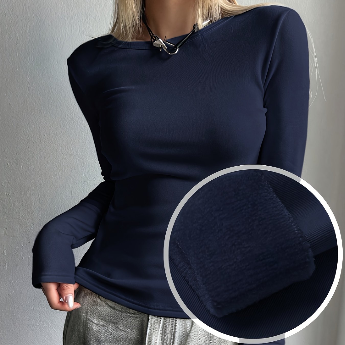 Elegant Ribbed Wool-Lined Women's Top - Cozy & Chic