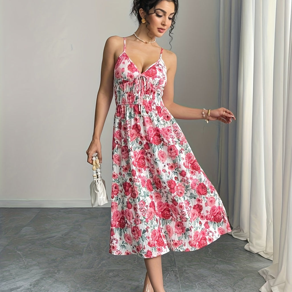 Chic Sleeveless A-Line  with Spaghetti Straps