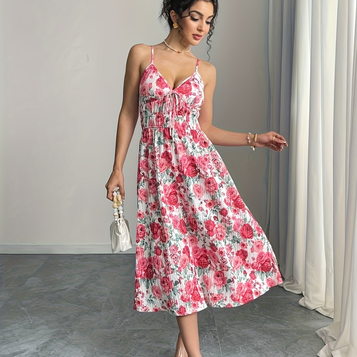 Chic Sleeveless A-Line  with Spaghetti Straps