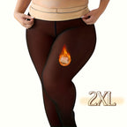 1pc Collants de Inverno Quentes para Mulher Plus Size com Forro de Lã Grossa - Meias de Calças de 220G com Costura Frontal e Traseira, Cor Sólida, 0XL-3XL, Lavar à Mão Apenas, Confortáveis e Elegantes para Roupa Casual, Leggings de Inverno, Design Sem Costuras, Textura Suave