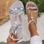 Sandálias de Mulher com Tranças, Tira Elástica Deslizante, Leves e Confortáveis para a Praia, Calçado de Férias Antiderrapante