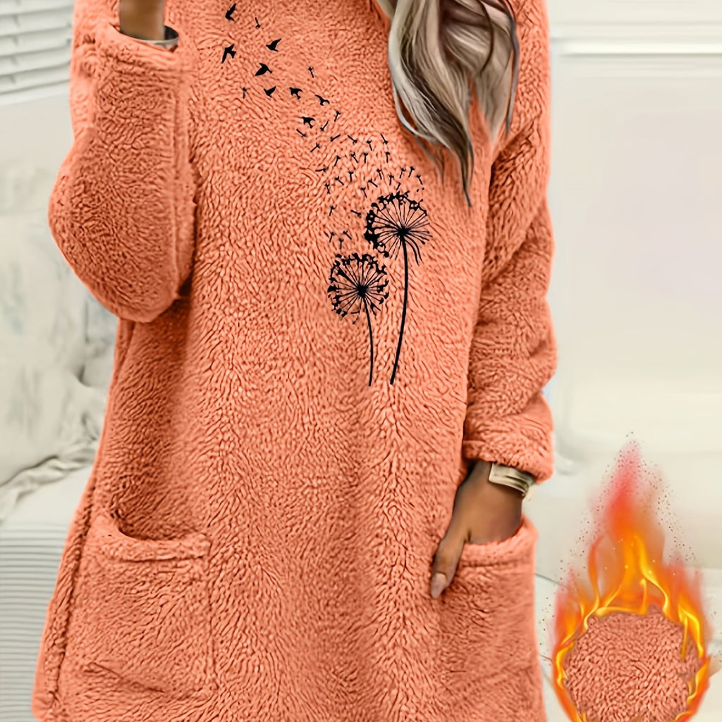 Cozy Dandelion Print Women's Knit Sweater - Autumn Essential