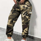 Women's Camouflage Cargo Pants with Drawstring Waist