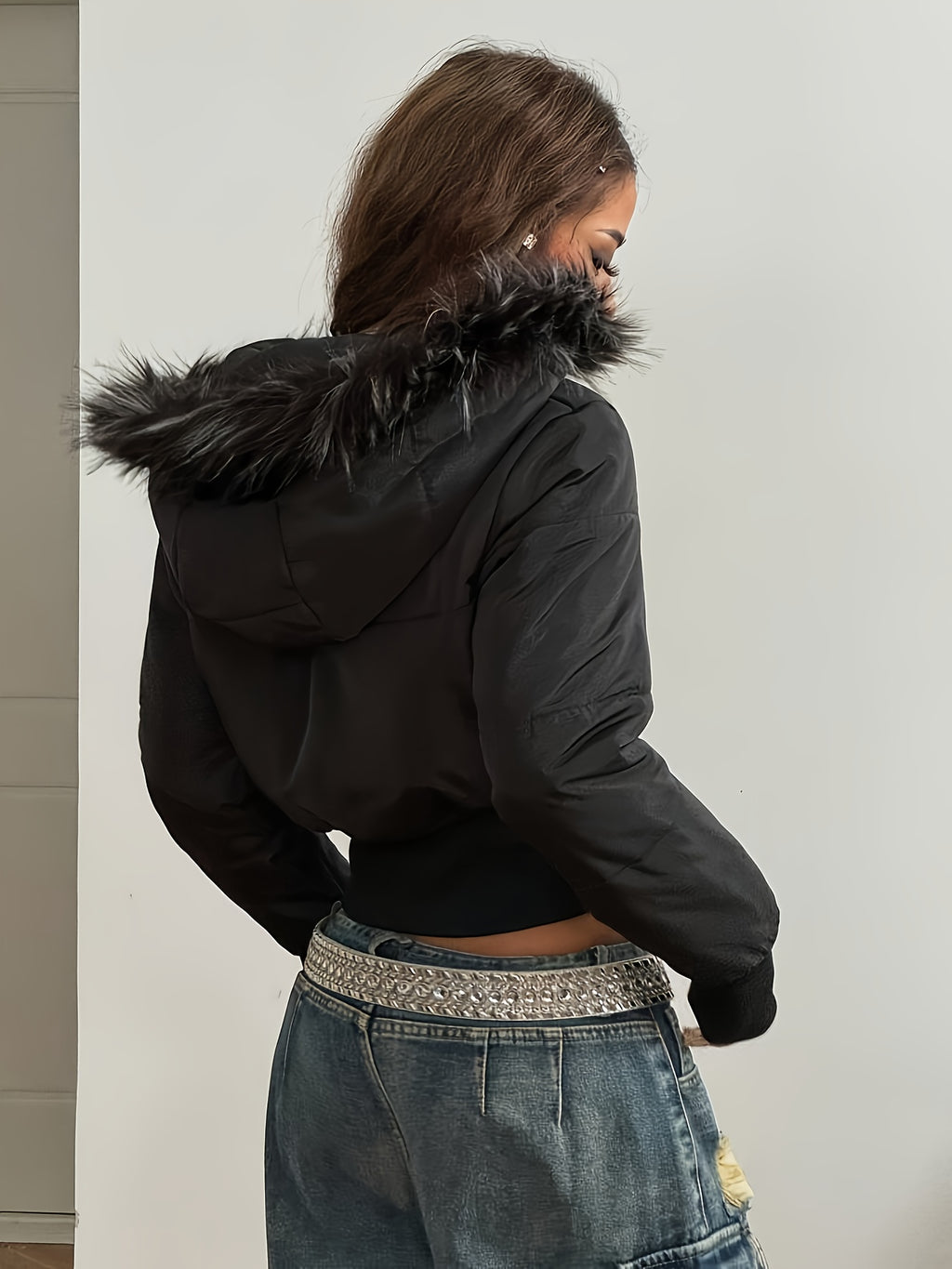 Casaco de Inverno Elegante para Mulher - Casaco de Manga Comprida com Fecho de Zíper Frontal, Tecido Sem Elasticidade, Roupa Exterior Chique para Eventos Diários e Formais - Casaco de Clima Frio de Fácil Cuidado para Mulheres