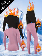 Conjunto de 4 Peças para Mulheres: Roupa Íntima Quente com Forro Polar, Camiseta e Calça Térmica para o Inverno