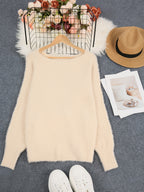 Suéter preto de tamanho grande para mulher - Pulôver aconchegante com mangas compridas, estilo elegante para o inverno, uso casual, suéter de inverno|Estilo casual|Tecido elástico