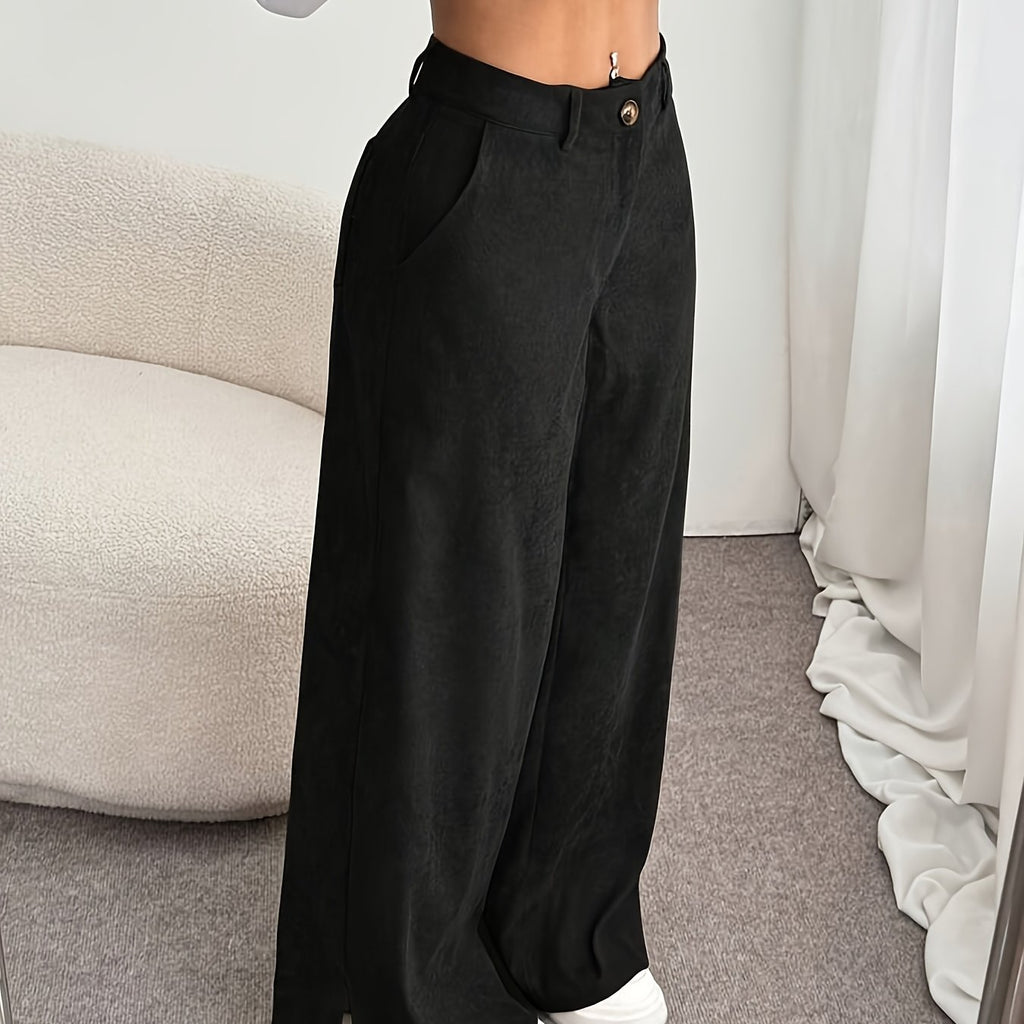 Elegant Wide-Leg Corduroy Trousers for Women