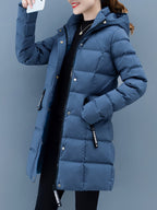 Urban Grace Quilted Mid-Length Jacket with Hood