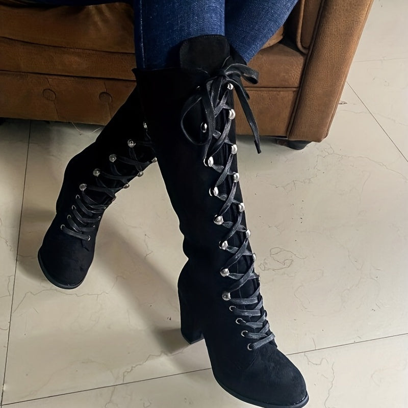 High Heel Lace-Up Winter Boots – Winter-Ready Style