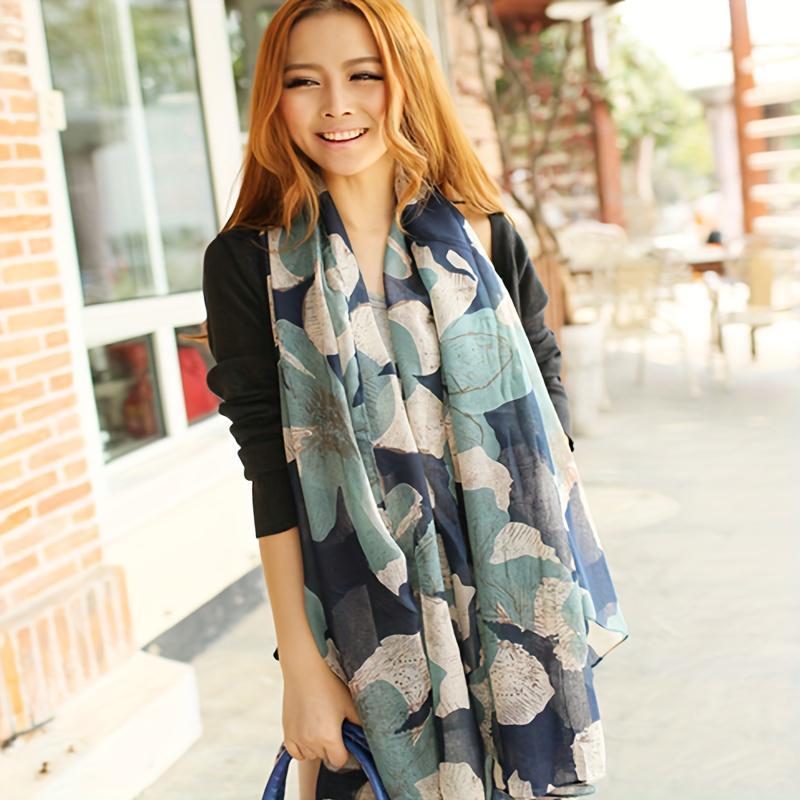 Lenço com Estampa Tropical de Hibisco Inspirado em Bali - Xale Havaiano Azul Turquesa & Rosa Coral, Leve e Quente para Praia, Festas & Viagens - Envoltório Retrô Turquesa/Branco/Rosa Coral/Marrom