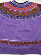 Camisola elegante de gola redonda para mulheres, em tecido de malha de poliéster 100%, com design de bloco de cores em patchwork para outono/inverno, peso de 350g/m², estilo casual para férias.