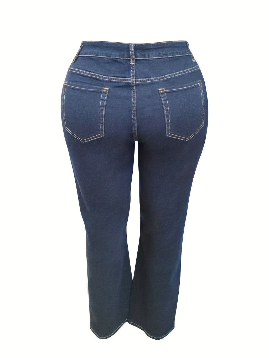 Calças Retas Elásticas Plus Size para Mulheres