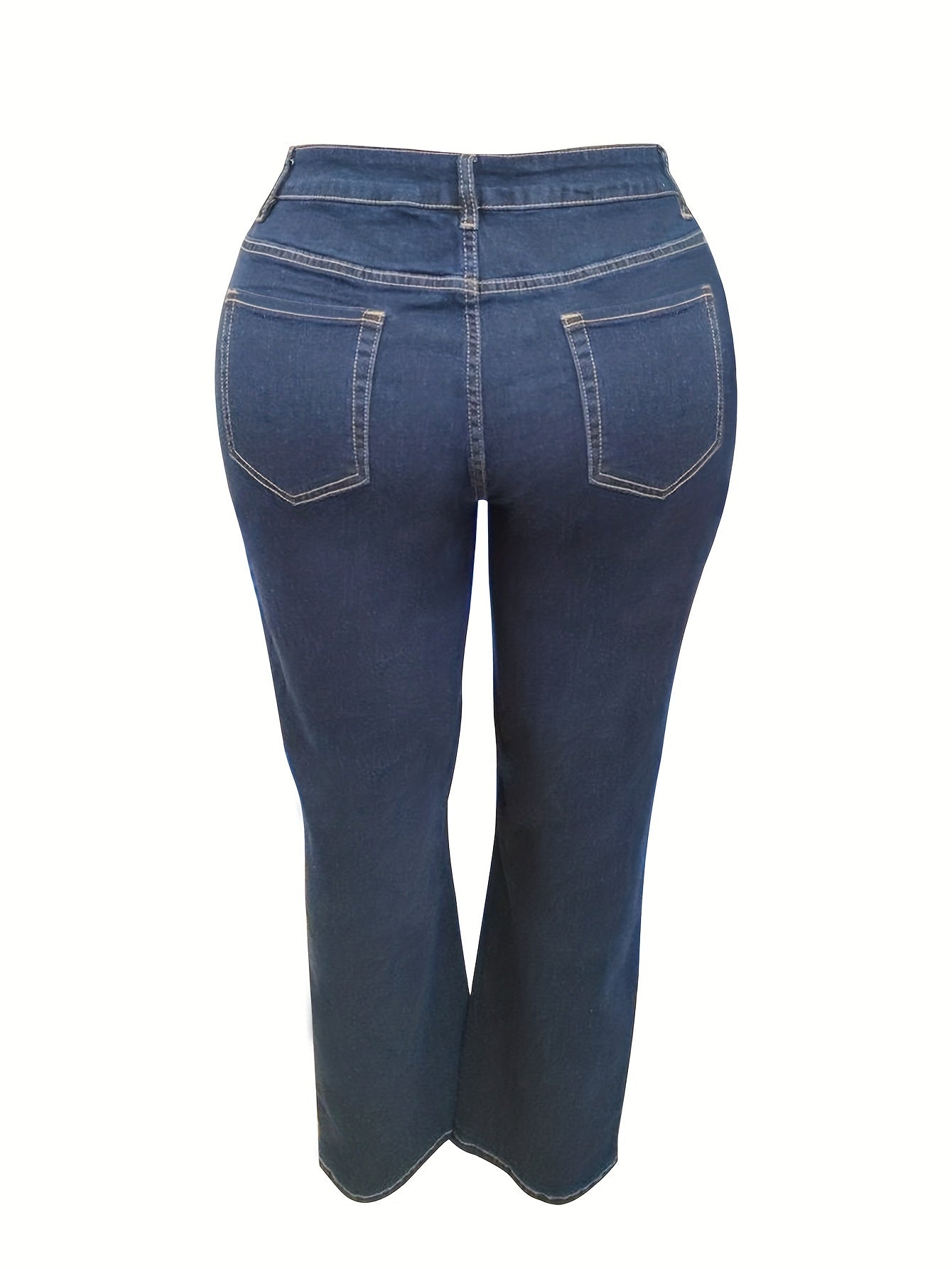 Calças Retas Elásticas Plus Size para Mulheres