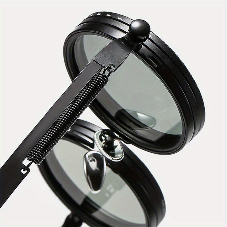 Óculos de Sol Polarizados Rotativos de Moda Punk Clássico com Ajuste de Tonalidade de Nove Níveis, Liga de Alumínio e Magnésio, para Homens e Mulheres, Presente de Natal, Halloween e Páscoa